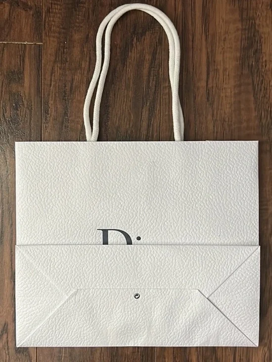 Dior White Tote with Black Logo 10 1/2” x 9” #137 - Picture 2 of 5